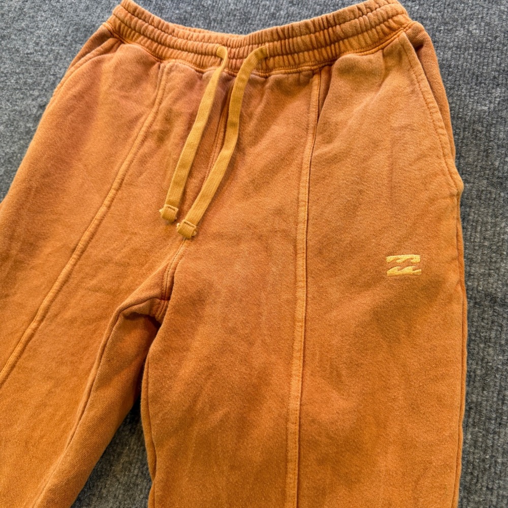 Billabong Essentials Orange Fleece Jogger Sweatpants Small Seam Detail